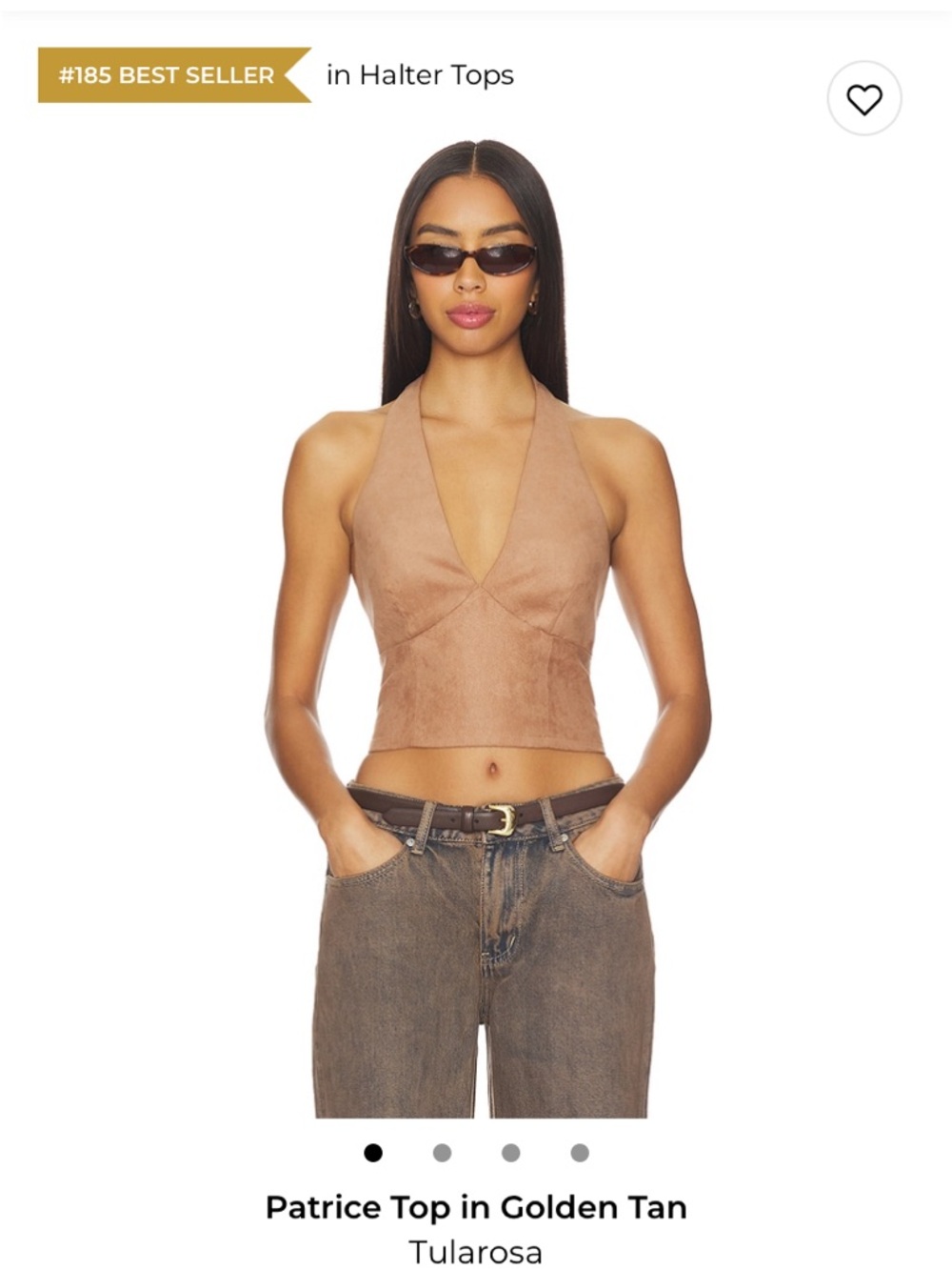 Tularosa Halter Crop Top in Tan Suede Sold Out XXS